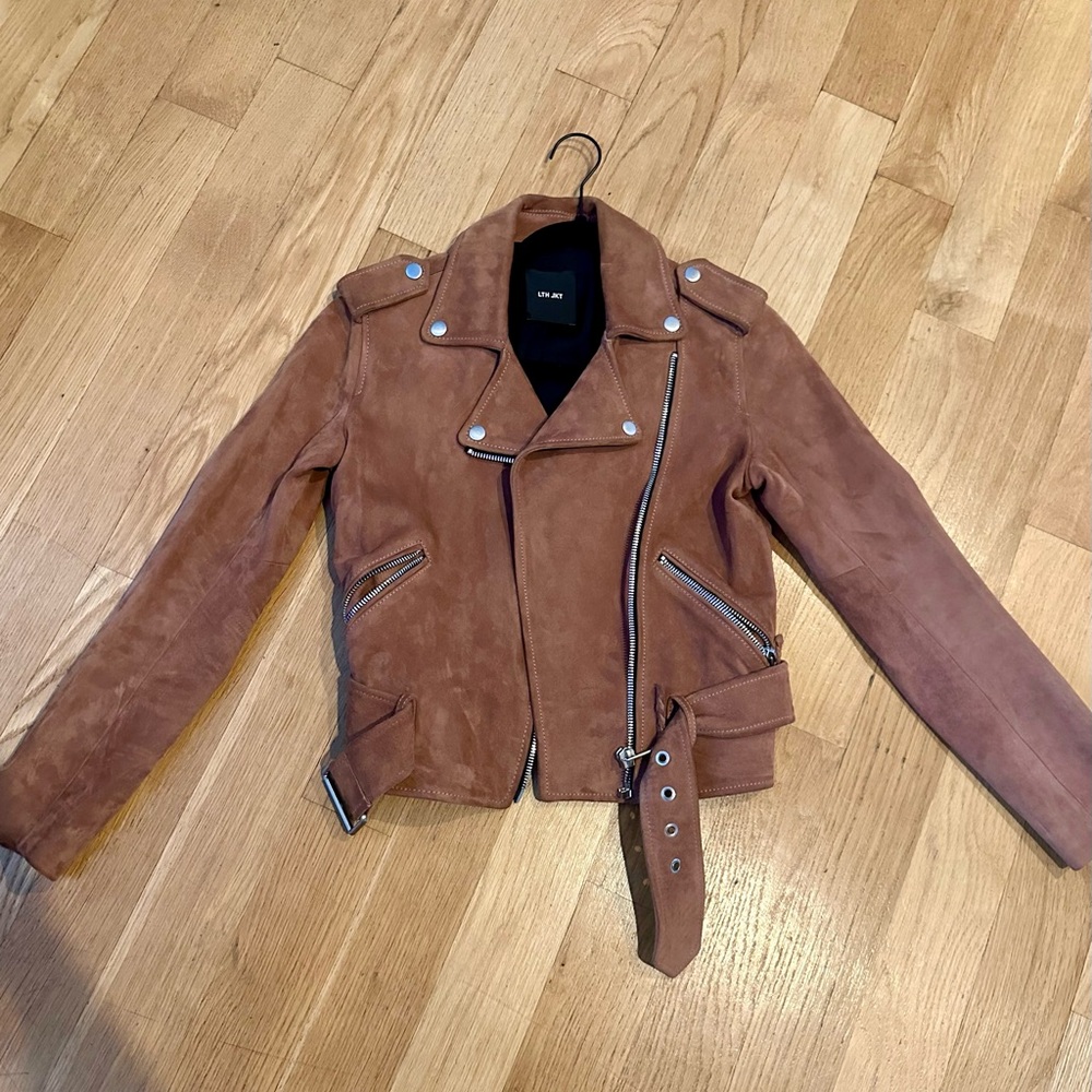 LTH Leather Motorcycle Suede Jacket brown camel authentic leather